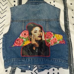 Girls Size M (7-10y) Selena custom made embroidered denim vest F21